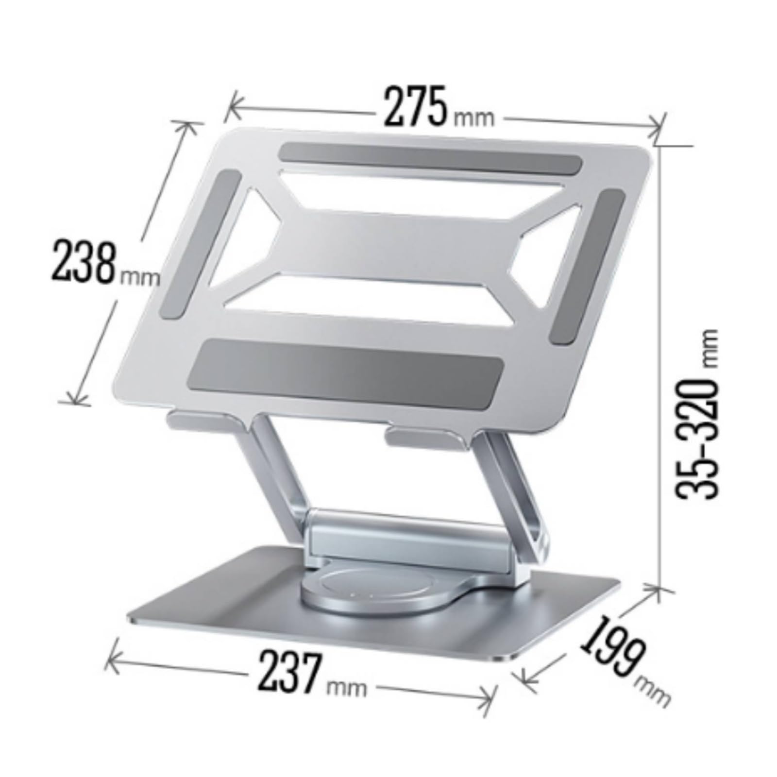 Supporto Laptop con Docking Integrata Supporto Notebook Riser Regolabile Pieghevole Struttura a Snodo in Lega D Alluminio Base Stabile con Usb Adatto per Ufficio, Argento