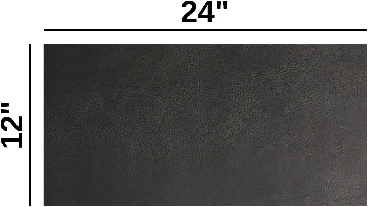 Genuine Leather Tooling Sheets 1.8-2.0MM Full Grain Vintage Patina Leather Collection (Black, 12"x24")