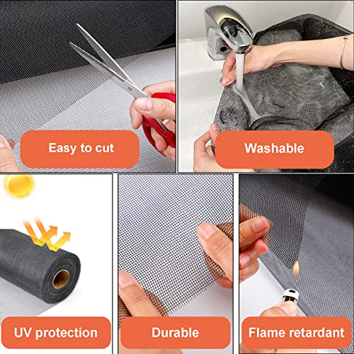 Fiberglass Screen Roll, 47Inch X 98Ft Durable Window Screen Replacement Screen Door Mesh For House Windows, Doors, Porches, Pet Proof #TOP4