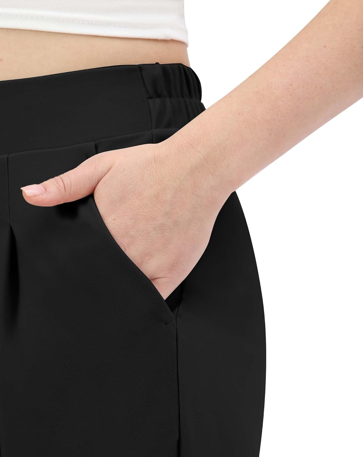 Women's Dress Pants High Waist, Casual Business Work Stretchy Trouser with Pockets Pull On Tapered Leg Slacks - Image 6