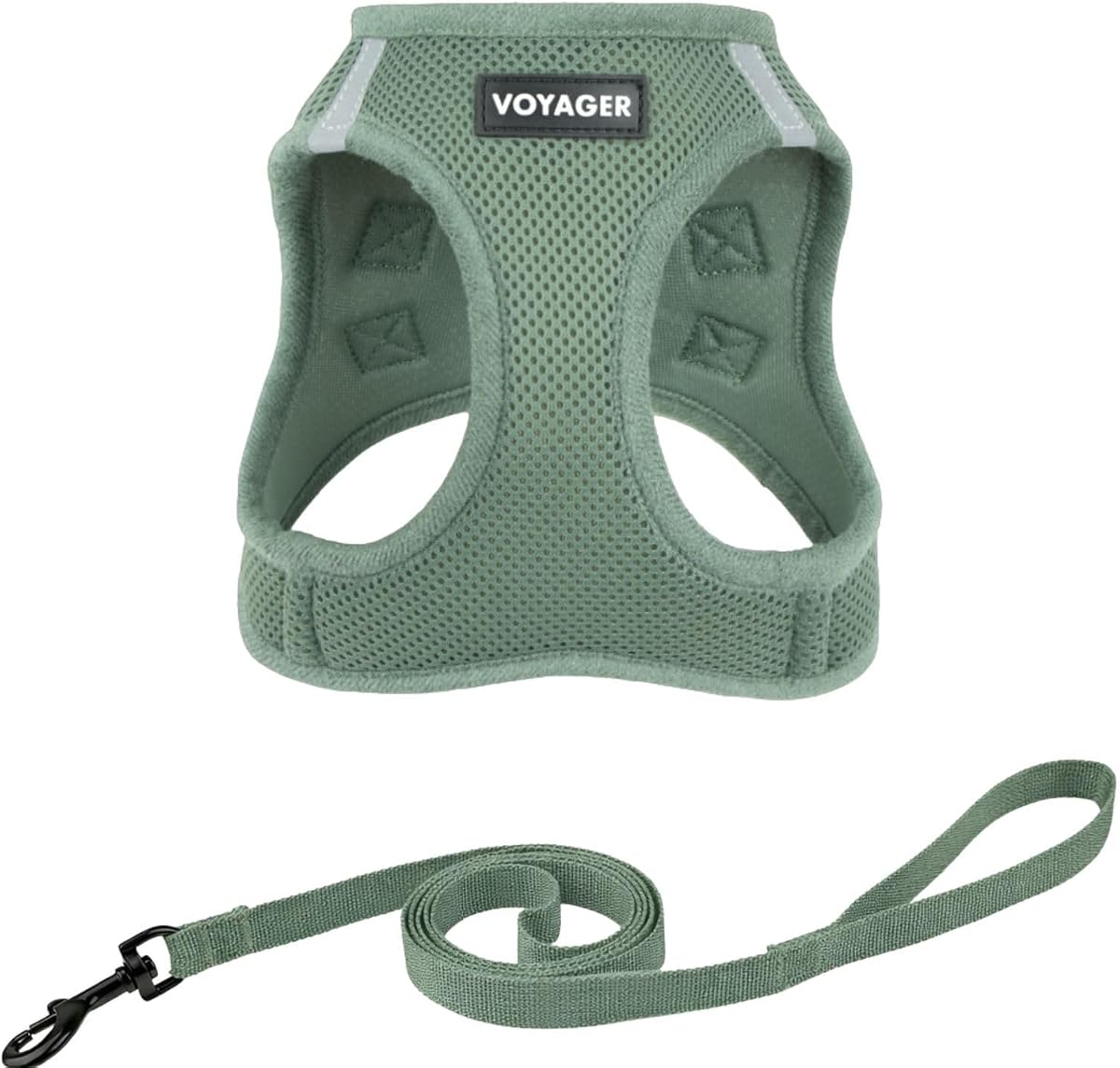 Juego de arnés y correa para gatos Voyager Step-in Air - Verde musgo, M | 15 - 17" en el pecho, bandas reflectantes, malla de aire transpirable para todo clima, compatible con gatos, secado rápido