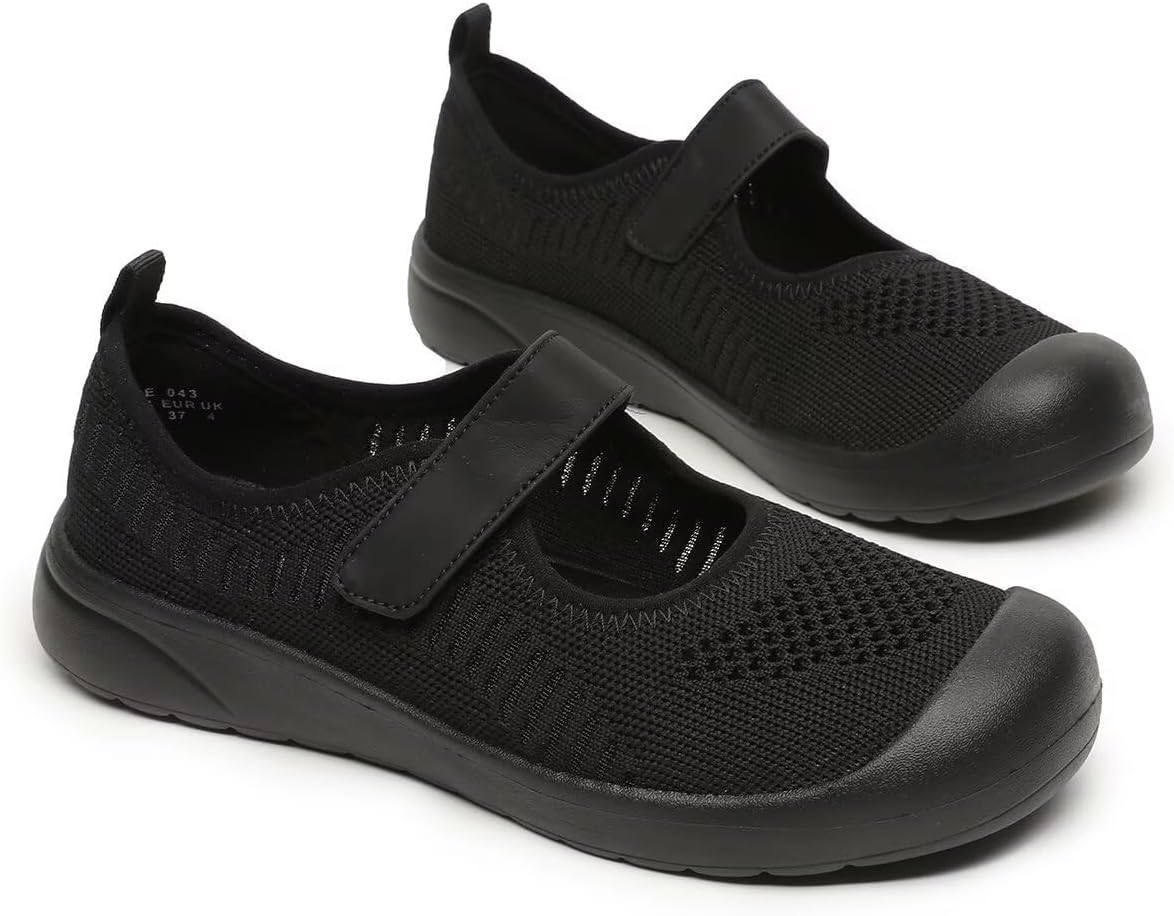 Women's Mary Jane Flats Comfortable Knit Slip-on Walking Shoes Ballet Flats Dressy Casual Shoes with Adjustable Straps Arch Support - Image 5