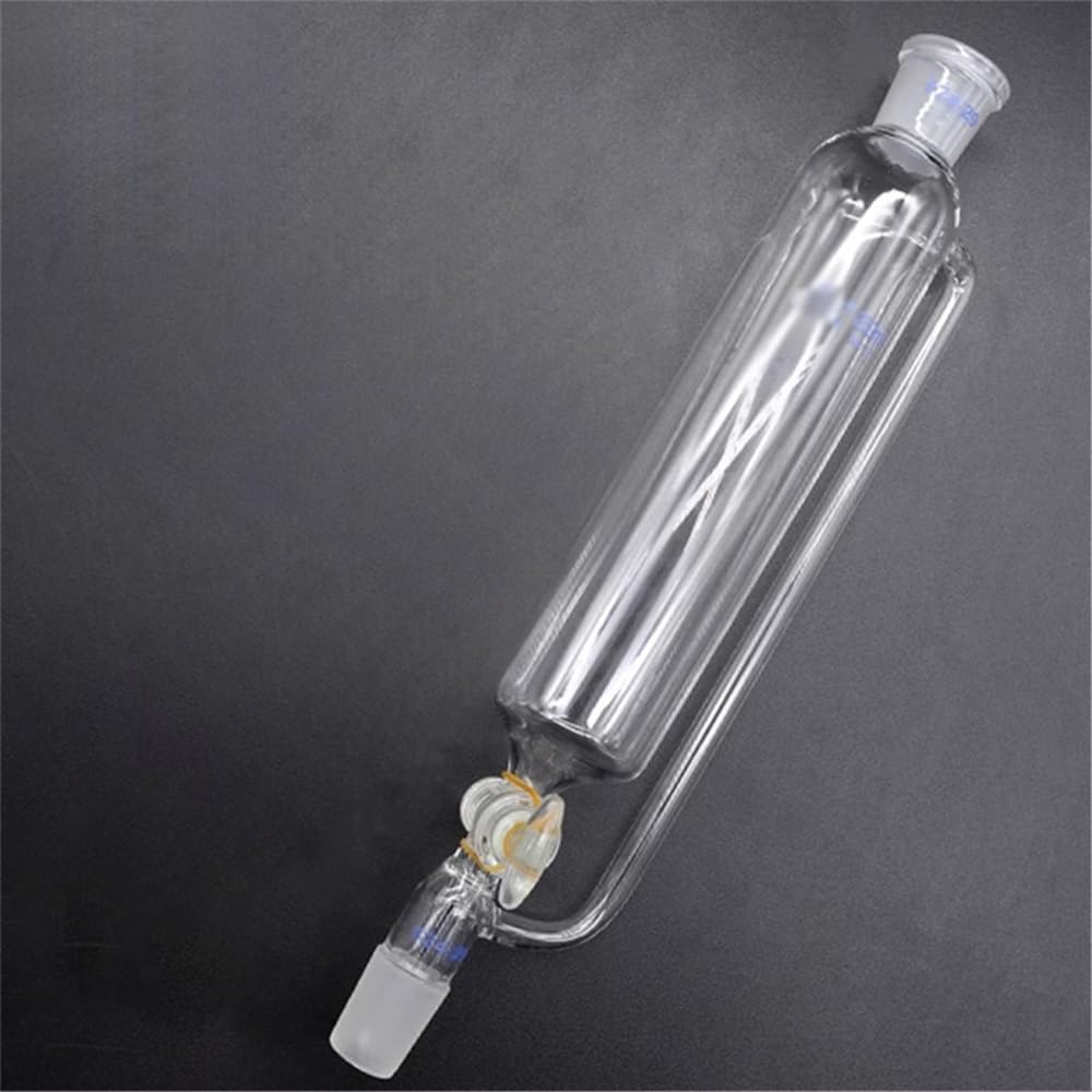 Embudo de separación de 250 ml, forma cilíndrica, presión constante, embudo de vidrio con compensación de presión