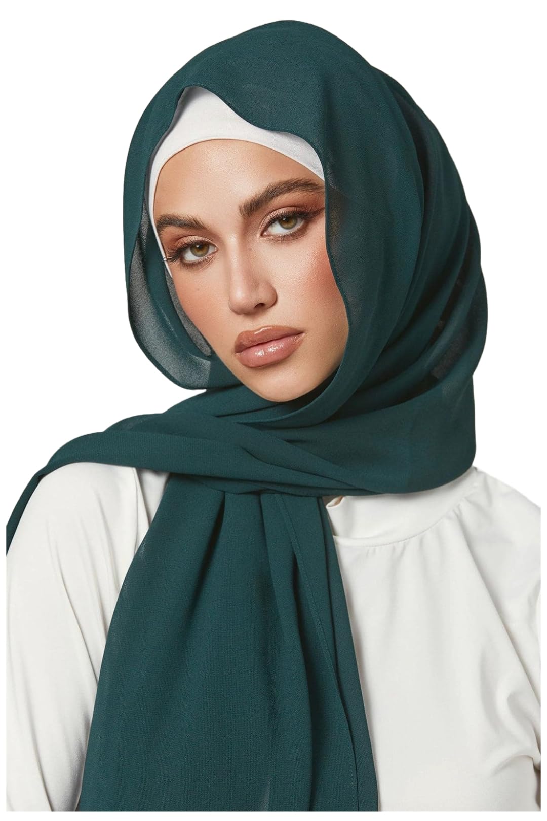 AN NISA - Forest Green Soft Chiffon/Georgette Blend Hijab/Scarf/Dupatta/Neck Wrap (Size - 180 * 70cm-image-1