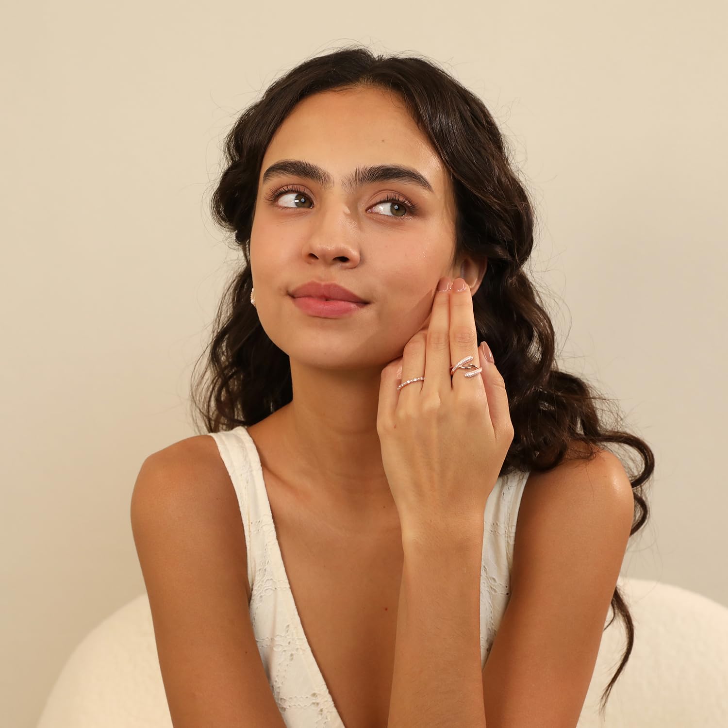 Meissa Anillo de mujer de plata 925 ajustable diseño cruzado elegante anillo grueso en oro y plata joyería para San Valentín aniversario boda cumpleaños regalo para novia anillo hecho a mano