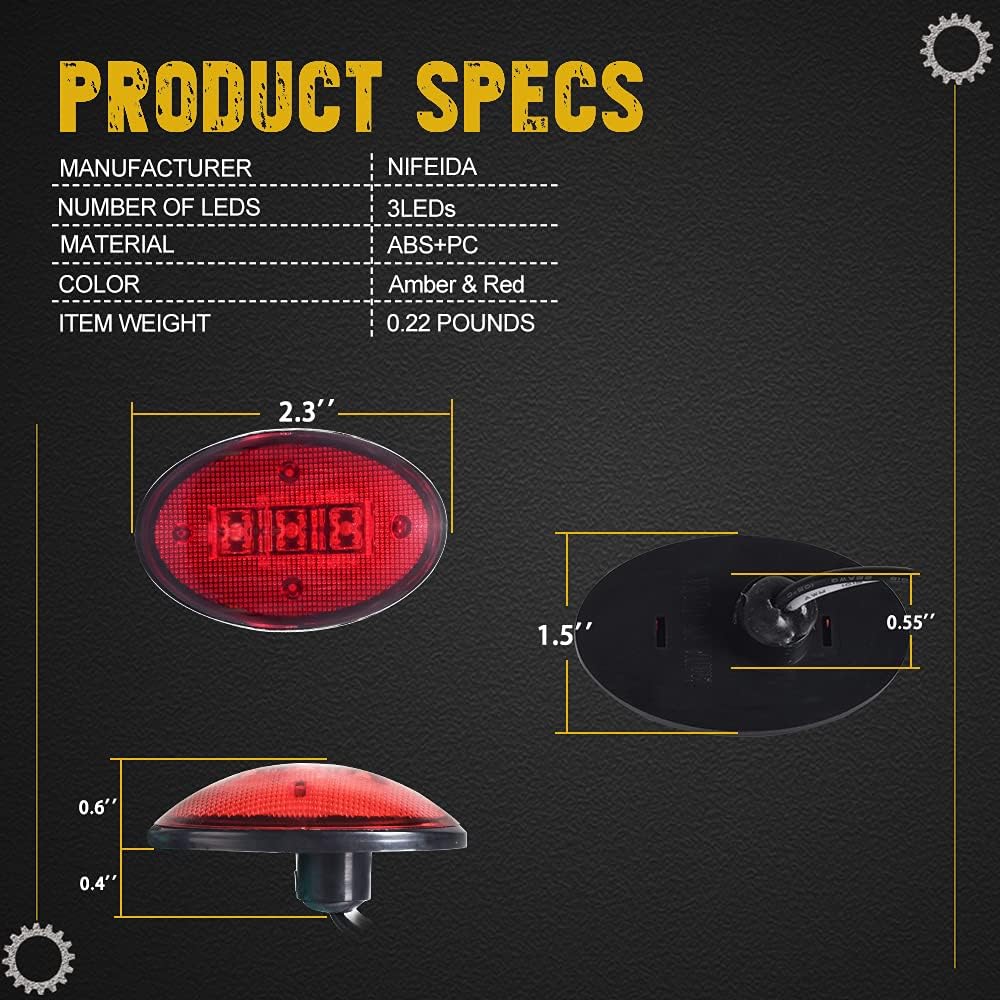 nifeida Dually Bed Fender Side Marker Lights for Ford 1999-2014 F250 F350 F450 F550 Super Duty Front Rear Wheel Waterproof LED Clearance Lamp w/T10 Plug (2pcs Amber & 2pcs Red)