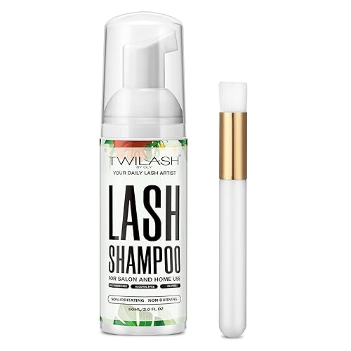 twilash by dly Limpiador de pestañas para extensiones Champú de pestañas de 2 oz 2.0fl oz para extensiones de pestañas Incluye cepillo de champú