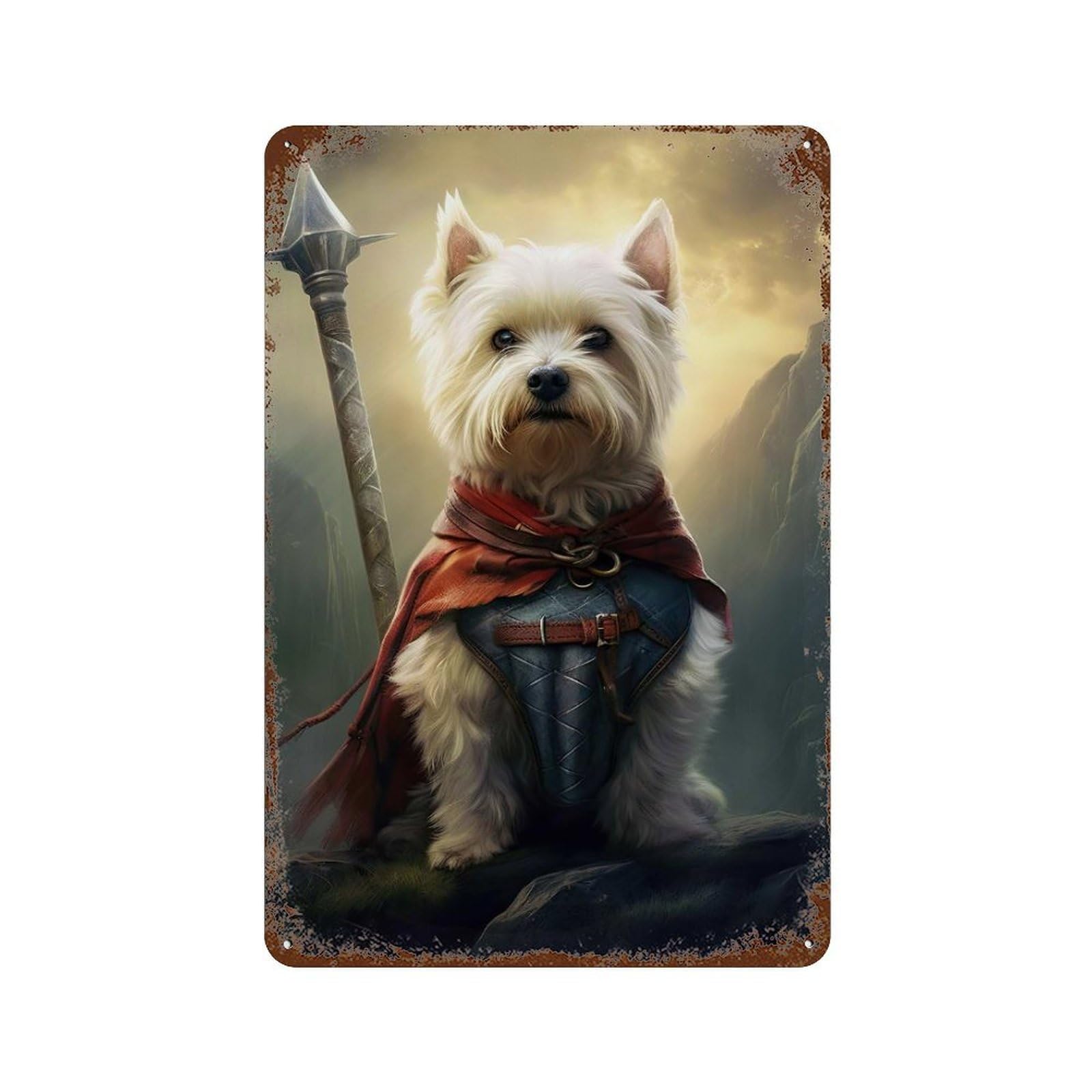 Westie Viking Retro Metal Sign 11.8"x7.9", Shabby Chic Decor for Bistro, Counter And Cafe Decor