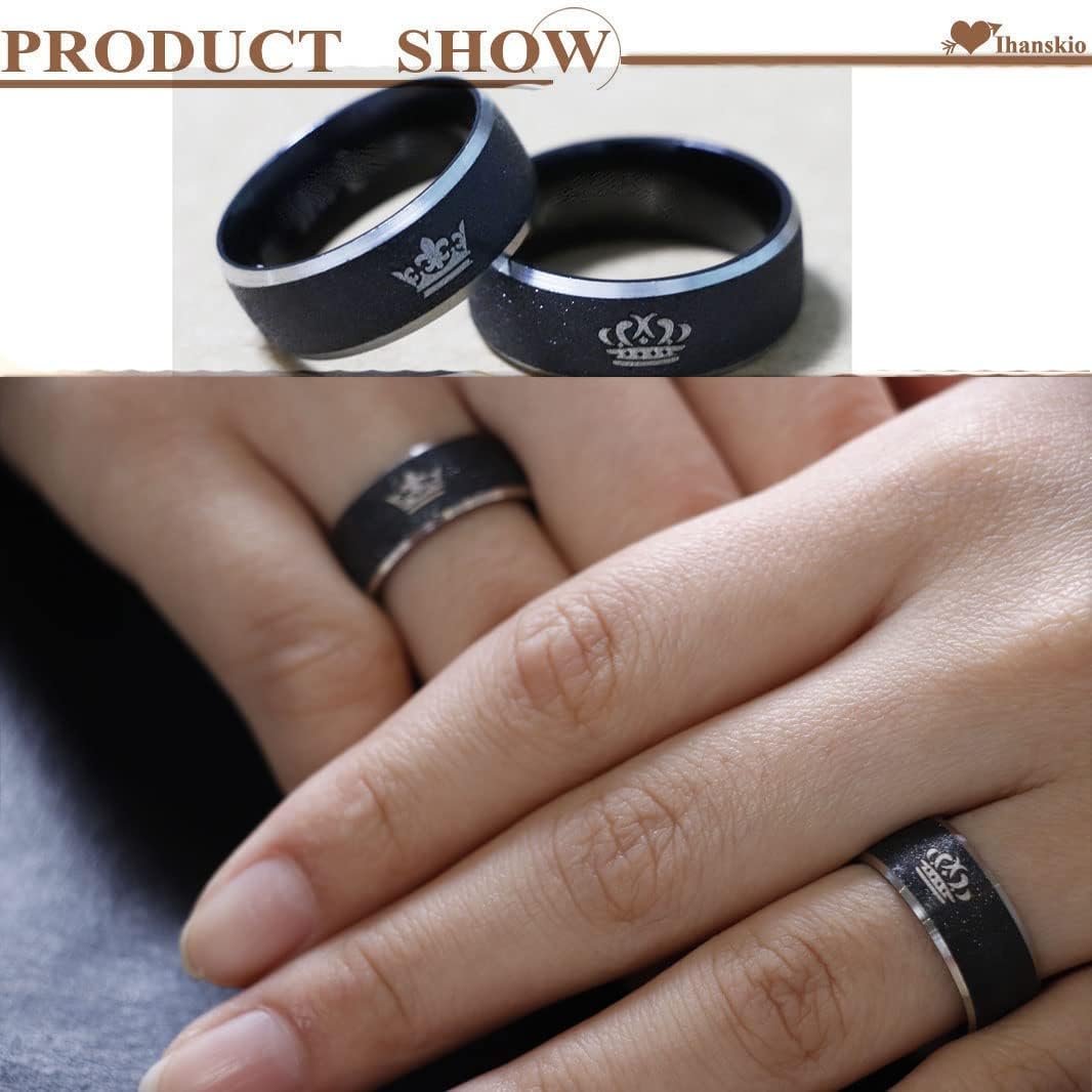 Personalizzato glassato corona coppia anelli all'interno del testo inciso Anelli di promessa per lui e lei personalizzato coppia bande per anniversario Matrimonio Fidanzamento