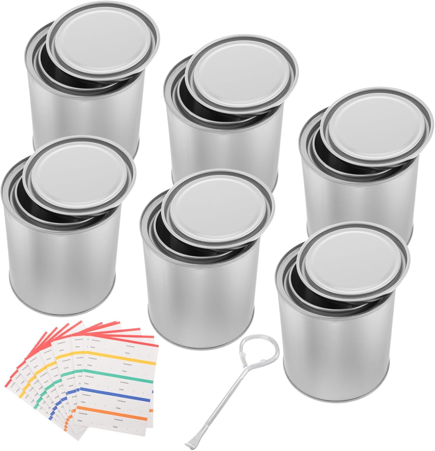 POPETPOP 6pcs Metal Paint Cans with Lids Tinplate Storage Buckets for Projects Crafts and Organization Leak-Resistant Compact and Stackable Containers