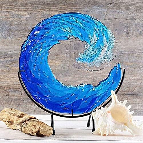 Ocean Wave Fused Glass Sculpture, Ocean Waves Shape Art Crafts for Home Desktop Decor, Ocean Wave Ornament (20cm)