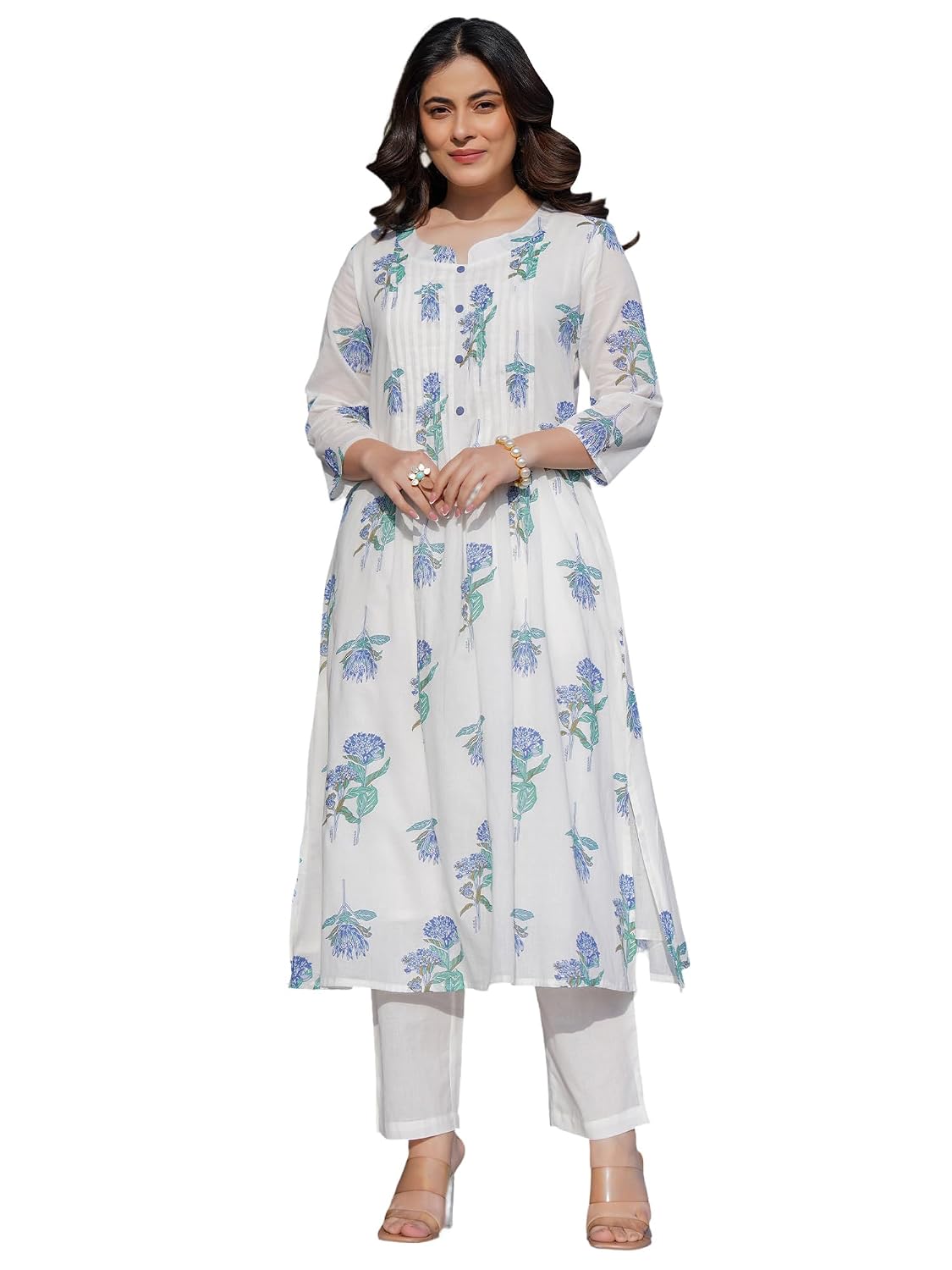 INDO ERA Women's Pure Cotton Printed A-Line Kurta & Pant Set (IEOUT10124) - Review, Price and Buying Guide