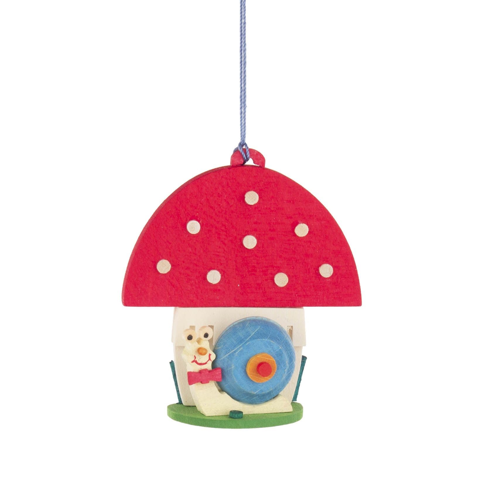 Champignon mouche décoration de Noël miniature 6x6,5 cm avec escargot