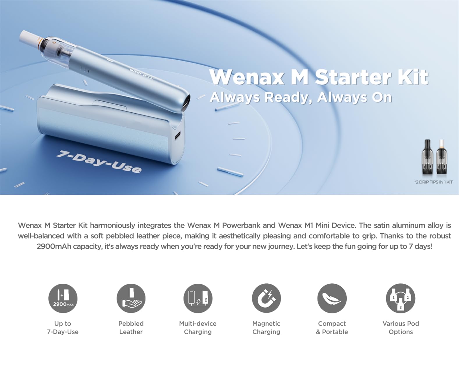 Geek**Vape Wenax M1 Starter Kit 2900mAh 16W - Dettaglio