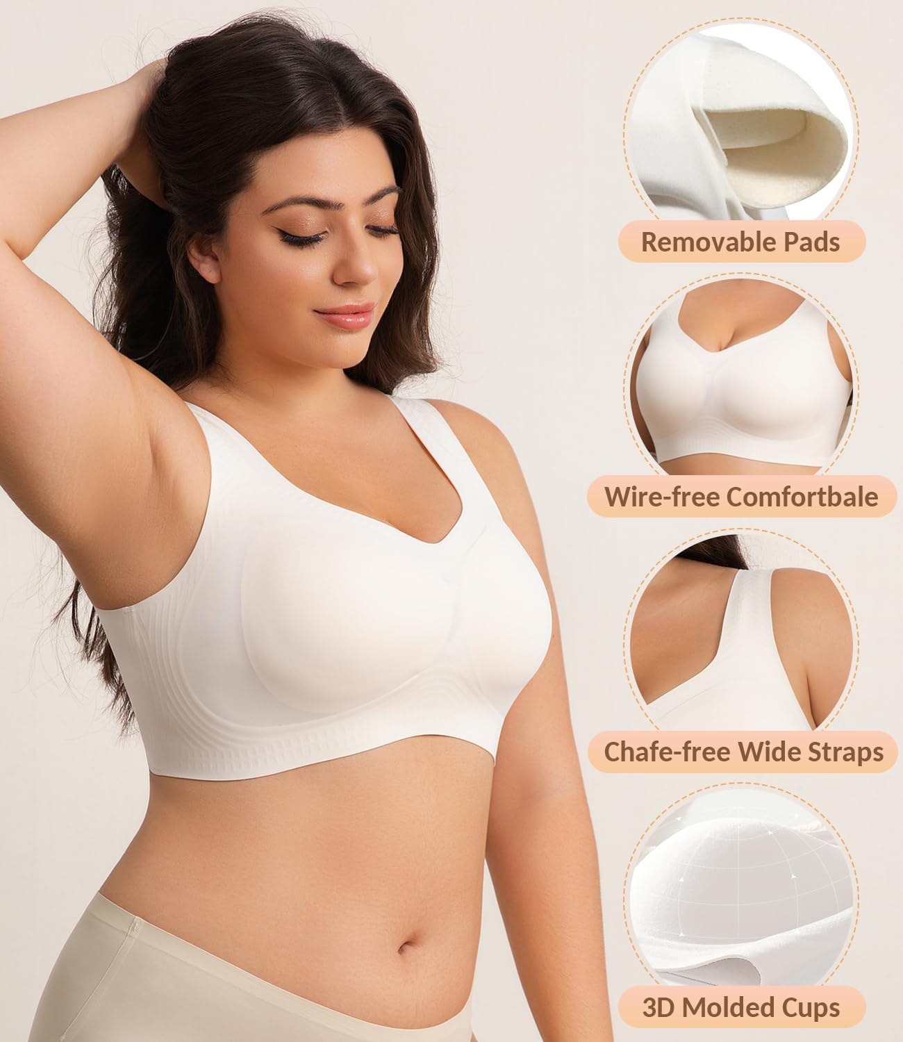 Bras for Women, Wireless Bra No Underwire, Everyday Tshirt Bras Seamless, Full Coverage Bralette with Support and Lift - Image 2