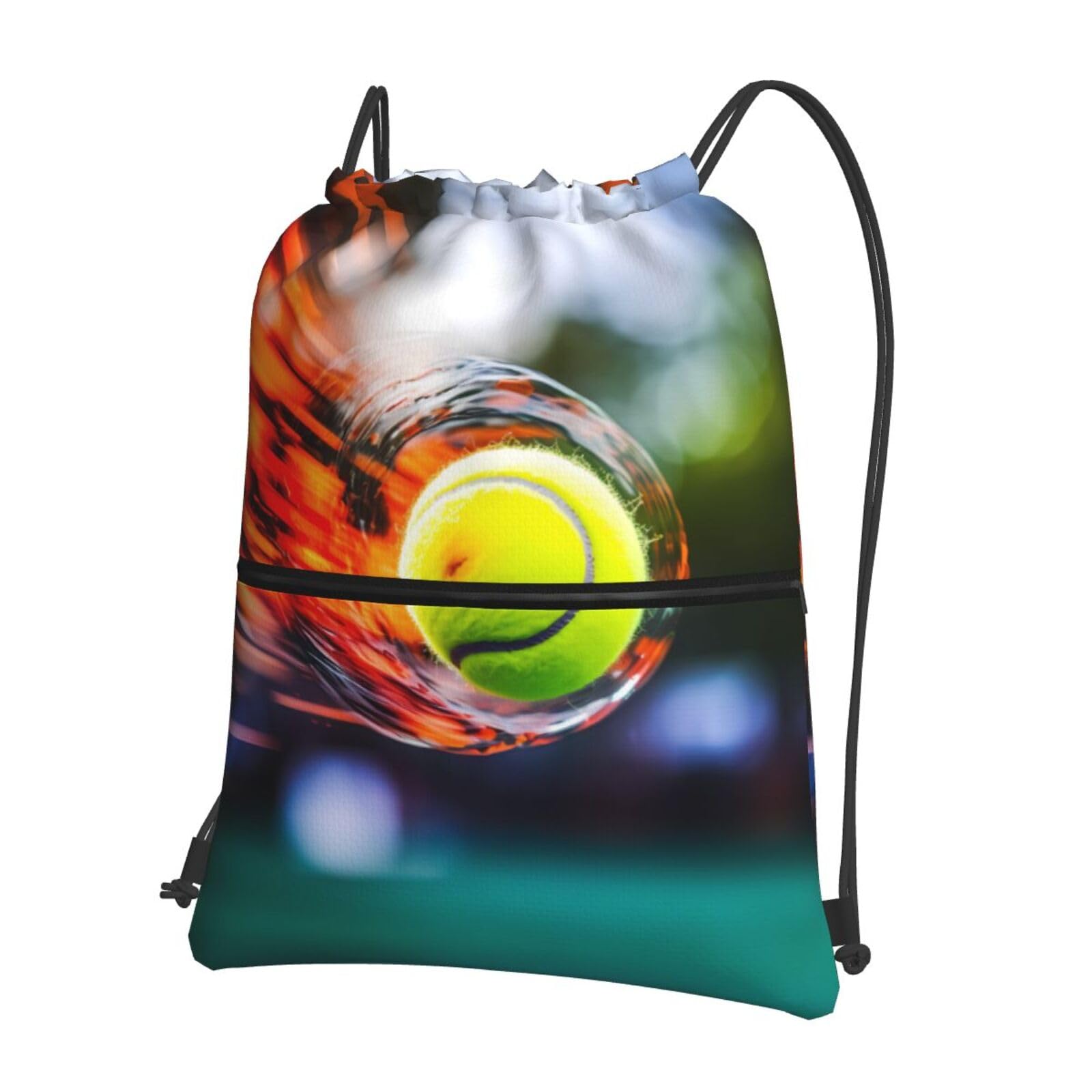 Wzywhj Squash Printed Drawstring Zipper Backpack For Hiking Camping Yoga - Convenient Daily Carry, Black, One Size