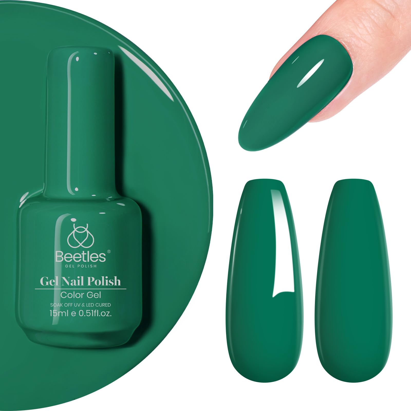Beetles Gel Polish Emerald Green 15ml | Long-Lasting Soak-Off UV/LED Nail Polish - main product image