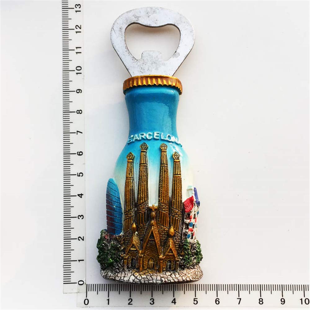 Magnete 3D Barcellona Con Apribottiglie - Souvenir Da Frigorifero Fatto A Mano In Poliresina - Dimensioni 4,7x12,5x2 Cm - 4