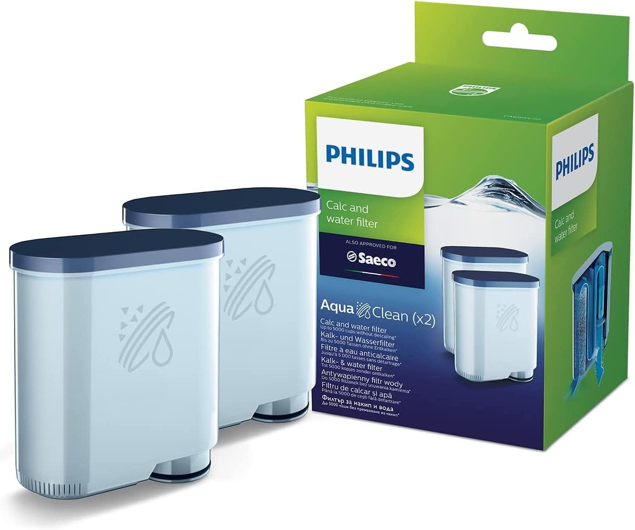 Philips AquaClean Original Calc and Water Filter No Descaling up to 5 000 cups Reduces Formation of Limescale