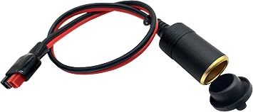 Car Cigarette Lighter Female Plug, 12AWGHeavy Duty Cable, 45A Connector to12V Female Cigarette Lighter, Compatible with Anderson Port for Device Transfer/Connection-1.6ft/50cm