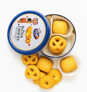 Luxury Butter Cookies in Decorative Gift Tin - 140g Traditional European Biscuits in Airtight Metal Box - Delightful Treat for Birthdays, Christmas, Mother's Day & Special Occasions (Small, 2, count)