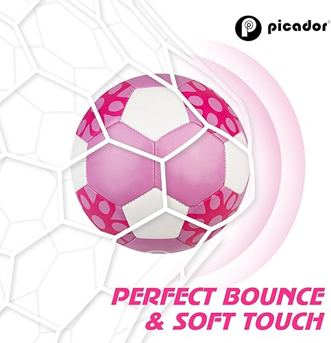 Miniatura 4 de PP PICADOR Balón de fútbol de tamaño 3 4, pelota de fútbol brillante para niñas pequeñas para interiores y exteriores, patio trasero, pelota