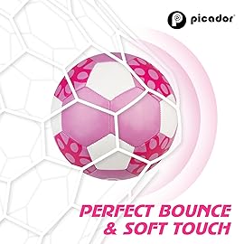 Picador Soccer Ball Size 3 4, Sparkling Girls Soccer Ball for Kids Toddlers Children Indoor Outdoor Backyard Play Sport Ball (Pink White, 4)