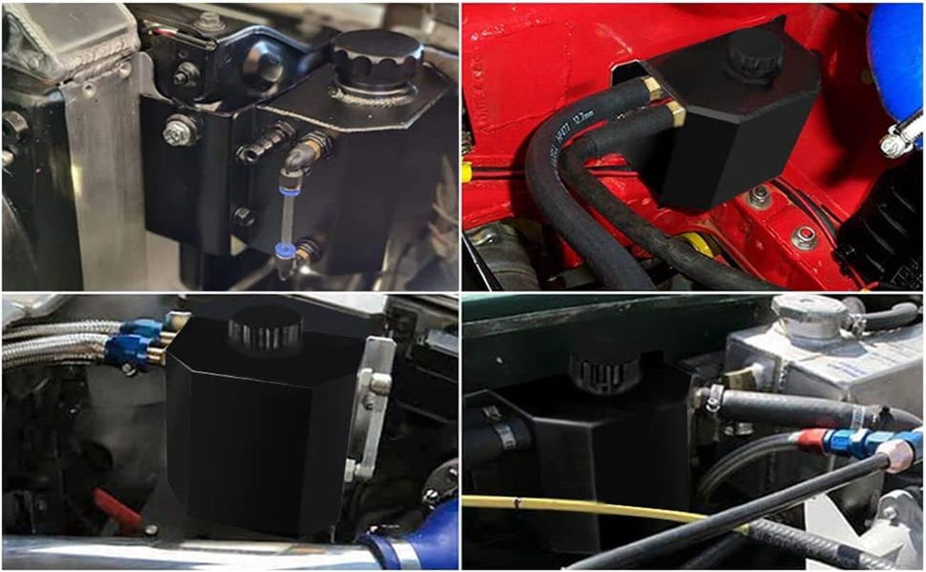Coolant Radiator Overflow Aluminum Tank Reservoir Expansion Catch Can 1L Universal, Black