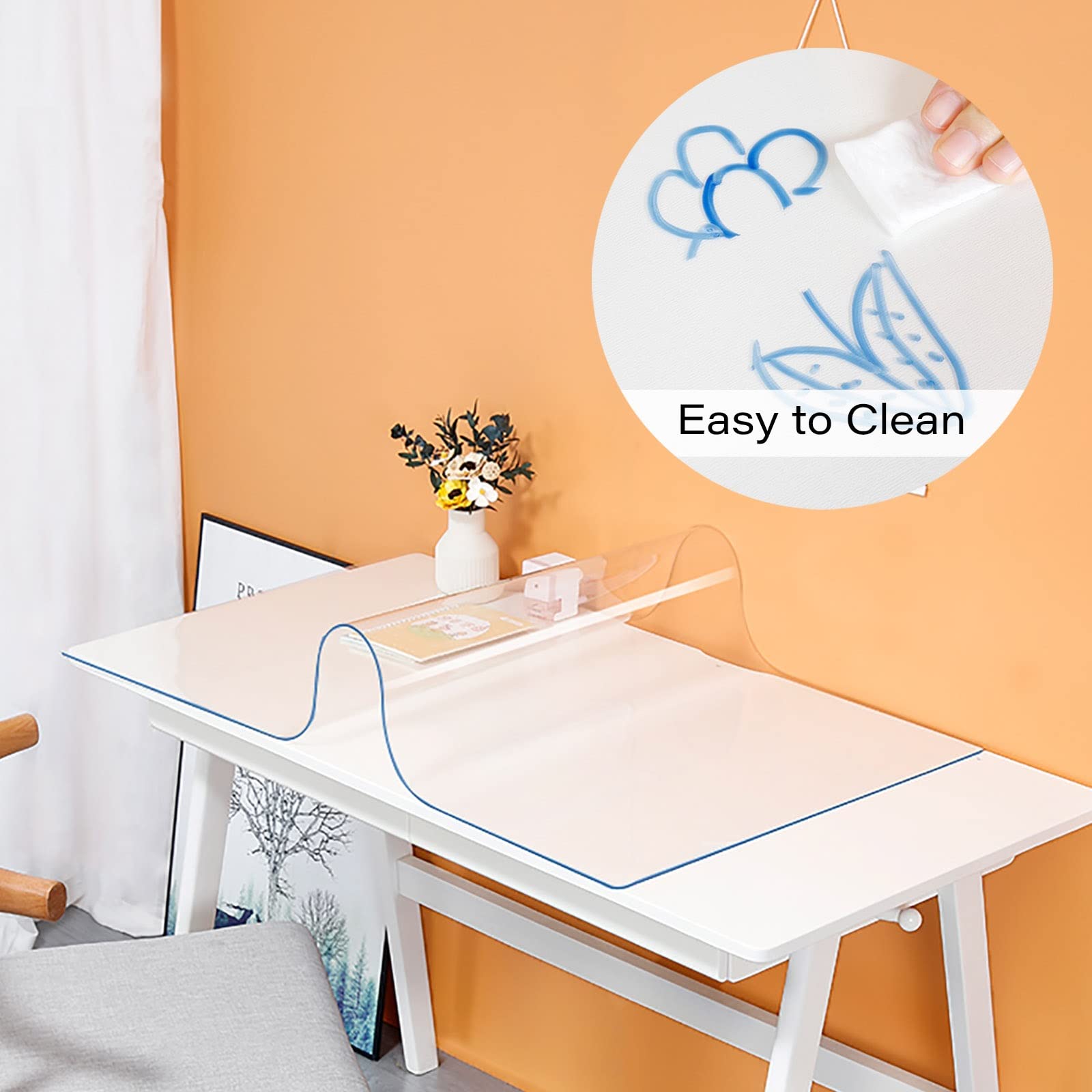 Bürostuhlmatte für Hartholzböden, kratzfester PVC-Schutz, leicht zu reinigen, Schreibtischunterlage, Mehrzweck-Rollstuhl-Bodenabdeckung, 80 x 90 cm