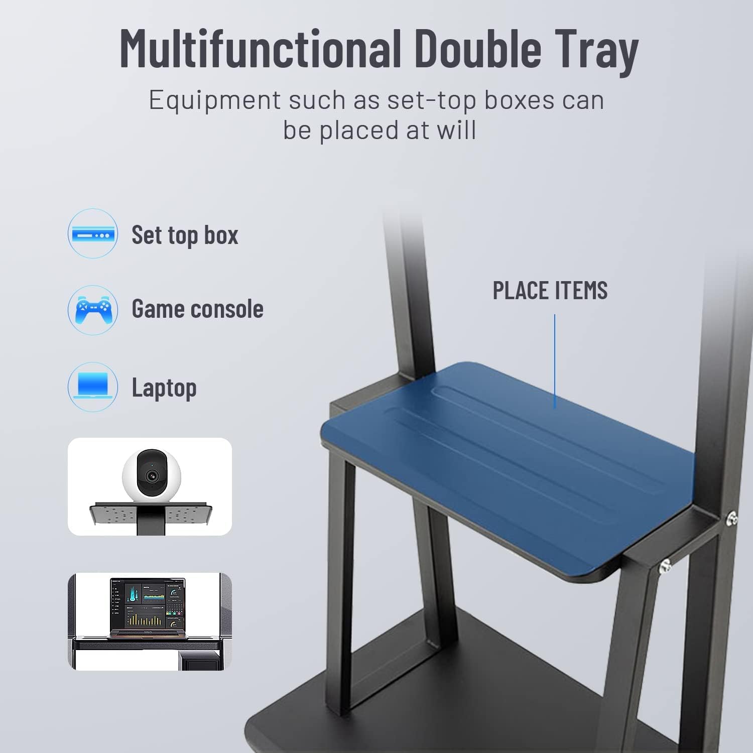 Mobile TV Cart,JYXOIHUB, Rooling TV Stand with Wheels for 60 to 100 Inch LCD LED OLED Plasma Flat Panel Screens up to 330lbs AVA1500-60-1P (Black)