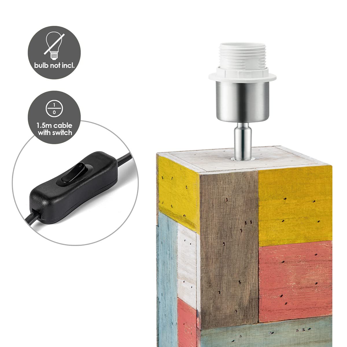 Home Sweet Home Base Lampada Da Tavolo Bodo In Legno | Stile Rurale Per Paralume E27 (Max 35 Cm) - Certificazione DEKRA