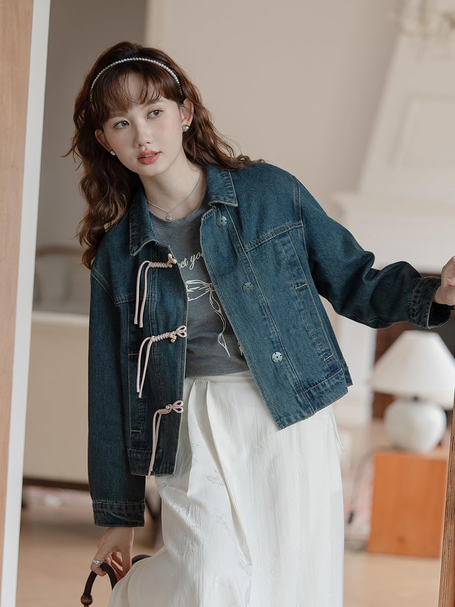 Amazon.co.jp: 2024 Fall Buckle Design, Short Length, Retro Denim