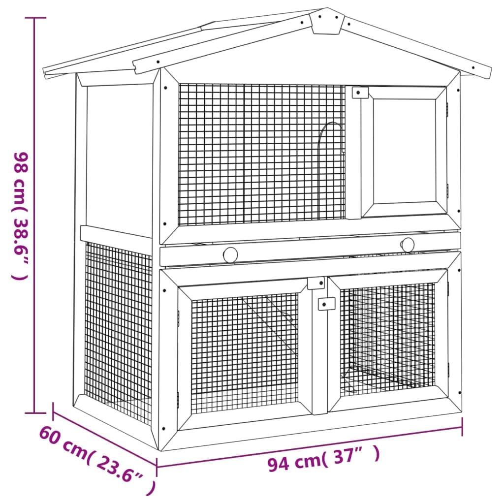 Forniture per animali domestici Conigliera all'aperto 3 porte in legno rosso animali e forniture per animali domestici