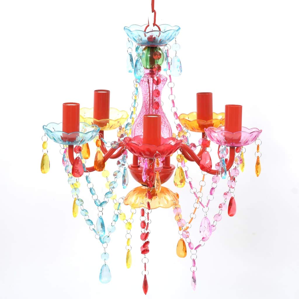 vidaXL Crystal Light 5 Bulbs Living Dining Room Bedroom Office Artificial Crystal Glass Ceiling Light Chandelier Lighting Fixture Multicolour
