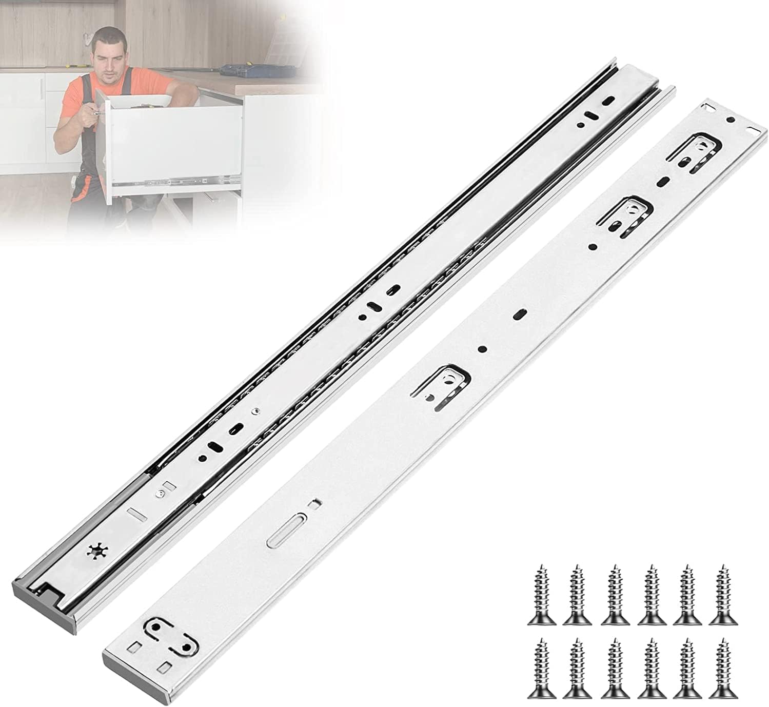 POWPULL 6 Pairs 24 Inch Soft Close Drawer Slides Dresser Drawer Slides