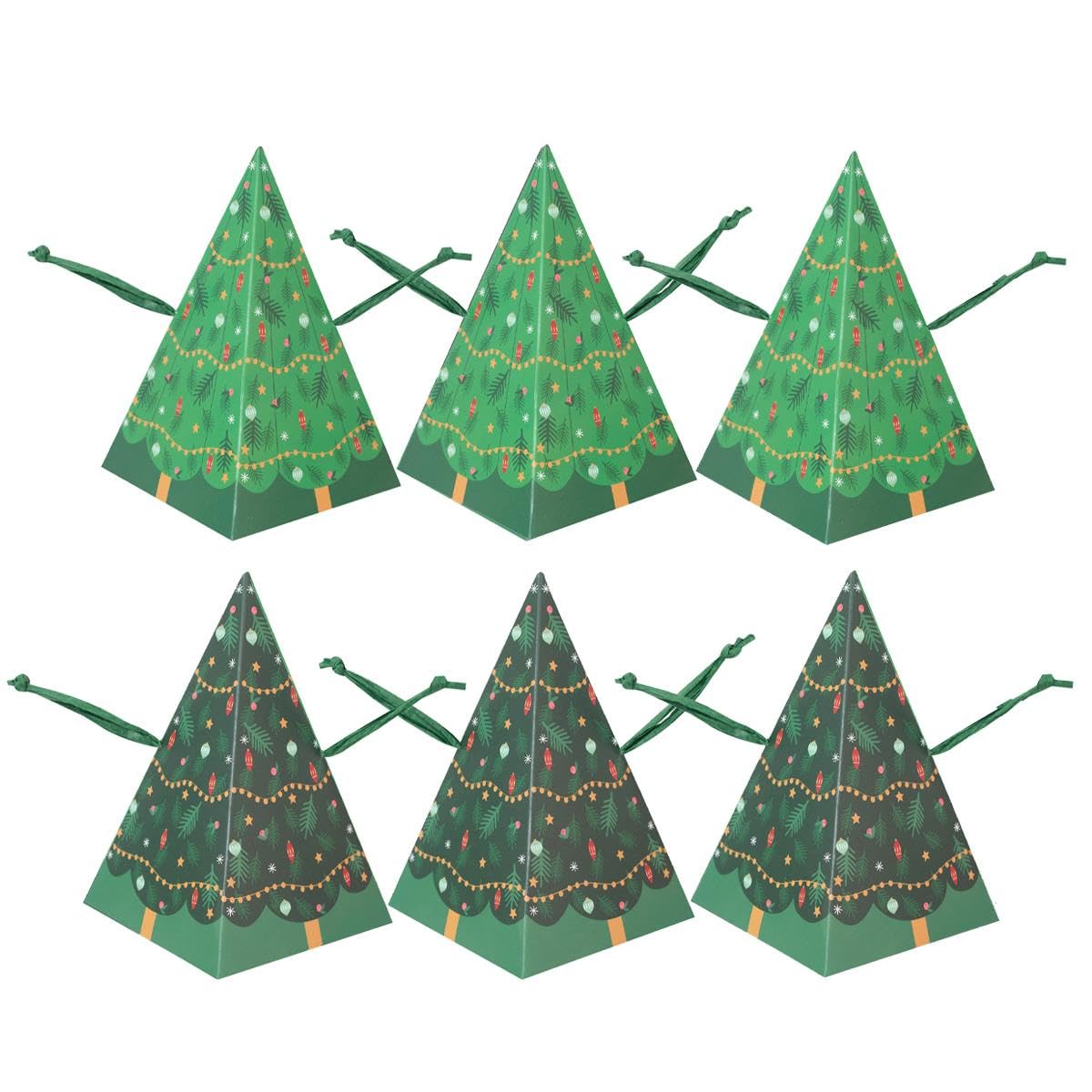Yöl Green - Tree Pack Of 6 Novelty Pyramid Christmas Crackers Green Xmas Tree Design, True Or False Game - Eco-Conscious Family Kids Children Festive Fun Hat, Snap & Motto
