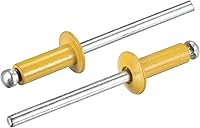 Vista 25 de uxcell Remaches ciegos de aluminio, 0.157 in x 0.315 in (5/32 x 5/16 pulgadas), remache de extremo abierto, cabeza redonda plana para unir cuero