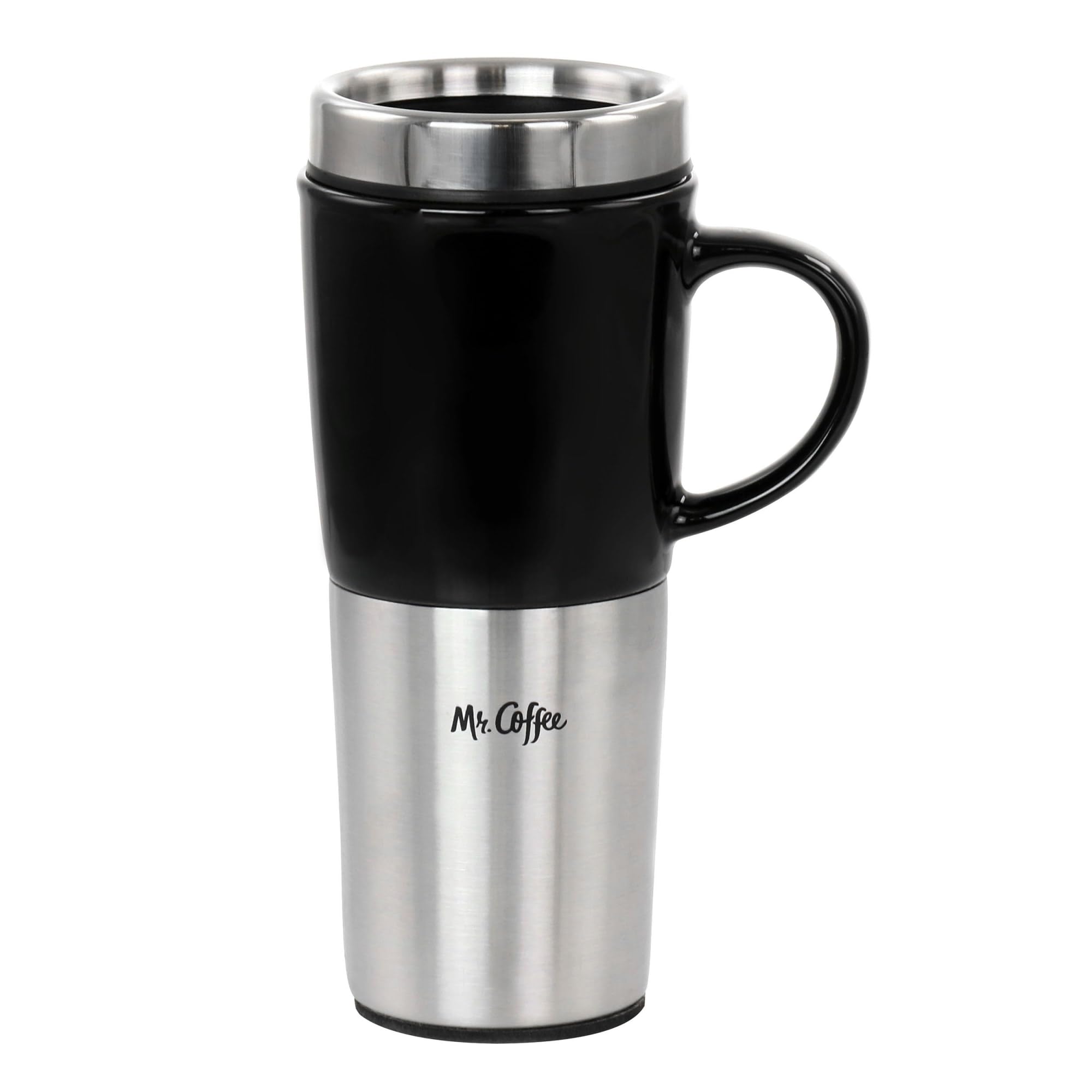 Amazon.com: Mr. Coffee Stainless Steel And Stoneware Travel Mug, 16 Oz,  Black : Home & Kitchen