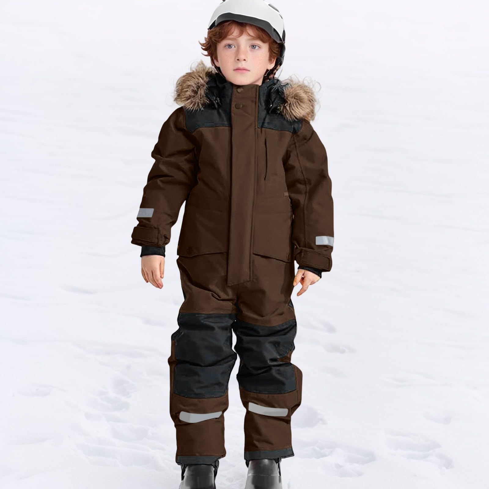 Generisch Tuta da neve robusta e isolata per bambini più grandi, tuta da sci antivento per tutte le stagioni con fodera termica per freddo estremo e avventure invernali all'aperto.