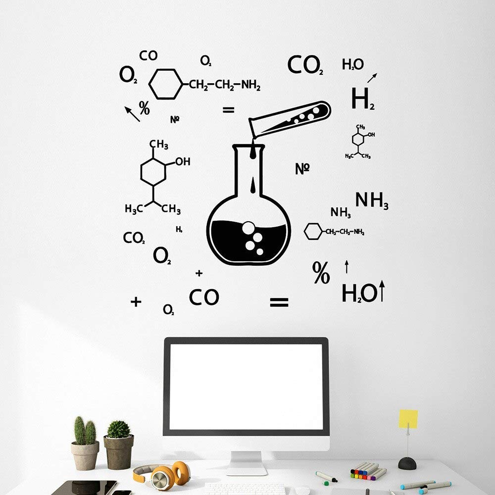 VVWV Chemical Formula Wall Stickers for Living Room Science Class Lab Vinyl Wall Decal L x H 57 cm x 57 cm