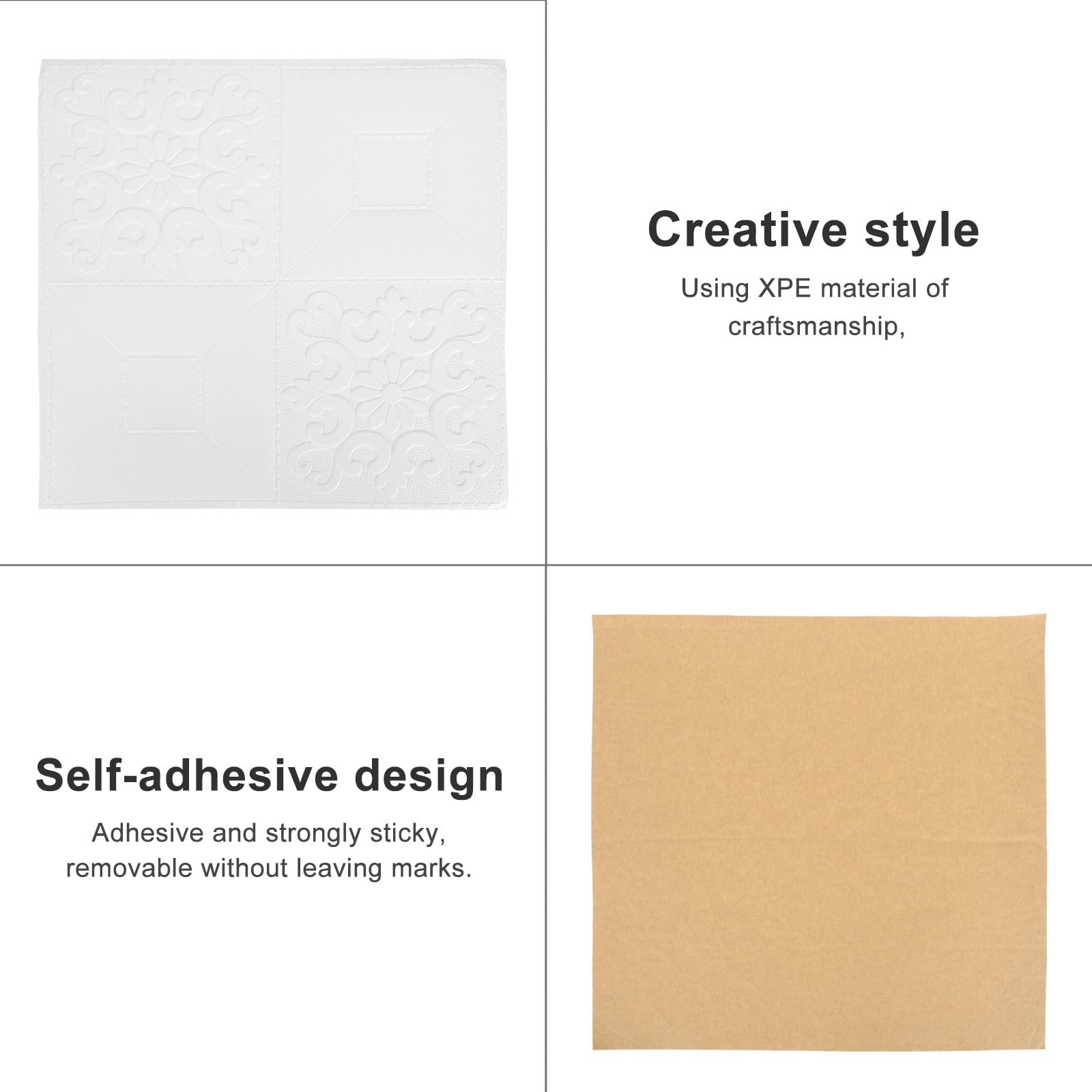 Paneles de Pared 3d Autoadhesivos 35x35 Cm, 10 Unidades, Papel Tapiz Espuma Xpe Blanco, Calcomanías Adhesivas Decorativas para Paredes Lisas en Dormitorio y Sala