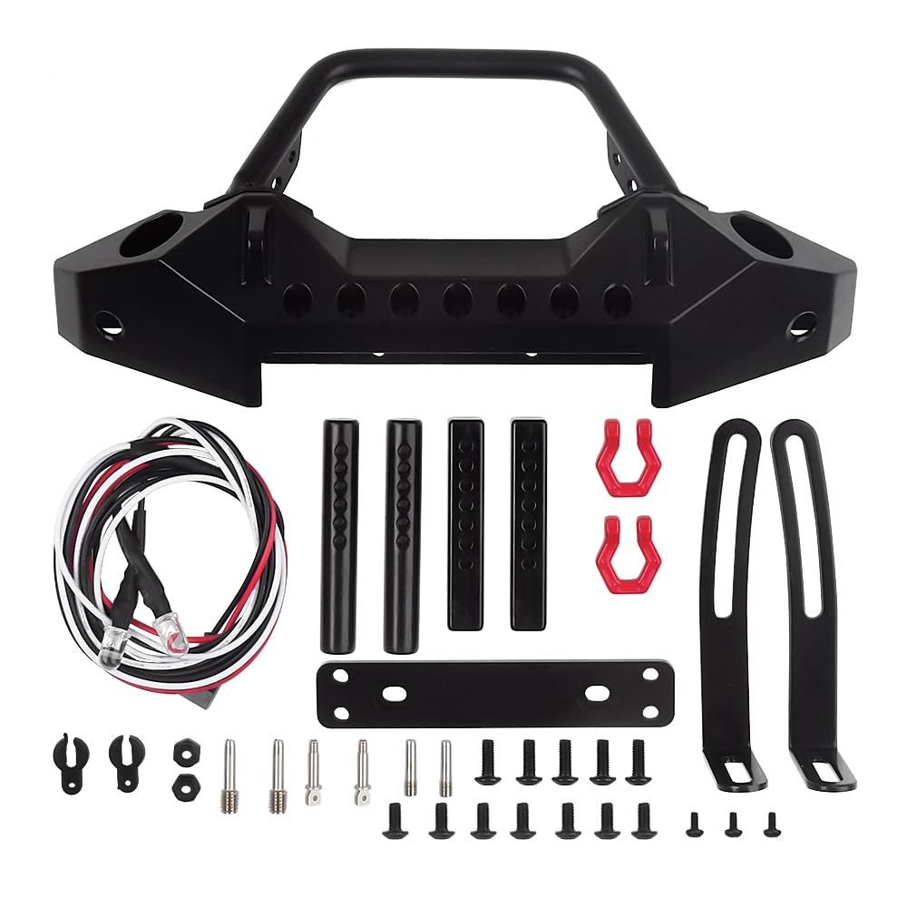 INJORA RC Frontstoßstange Front Bumper Crawler Stoßstange mit LED Licht für 1:10 RC Crawler TRX-4 Axial SCX10 SCX10 II 90046 SCX10 III AXI03007