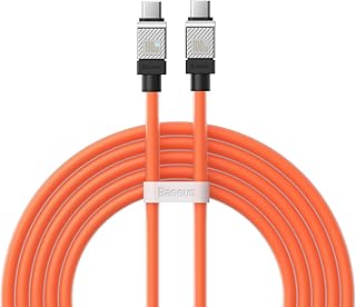 كابل شحن عصري 100 وات بتقنية سريعة PD3.1 QC4.0 فائق السرعة USB نوع C إلى من باسيوس، للتابلت وموبايل هواوي ميت برو وشاومي 14 الترا 13 وأوبو واسوس وروج وريلمي وهونر وون بلس، 2 متر، برتقالي