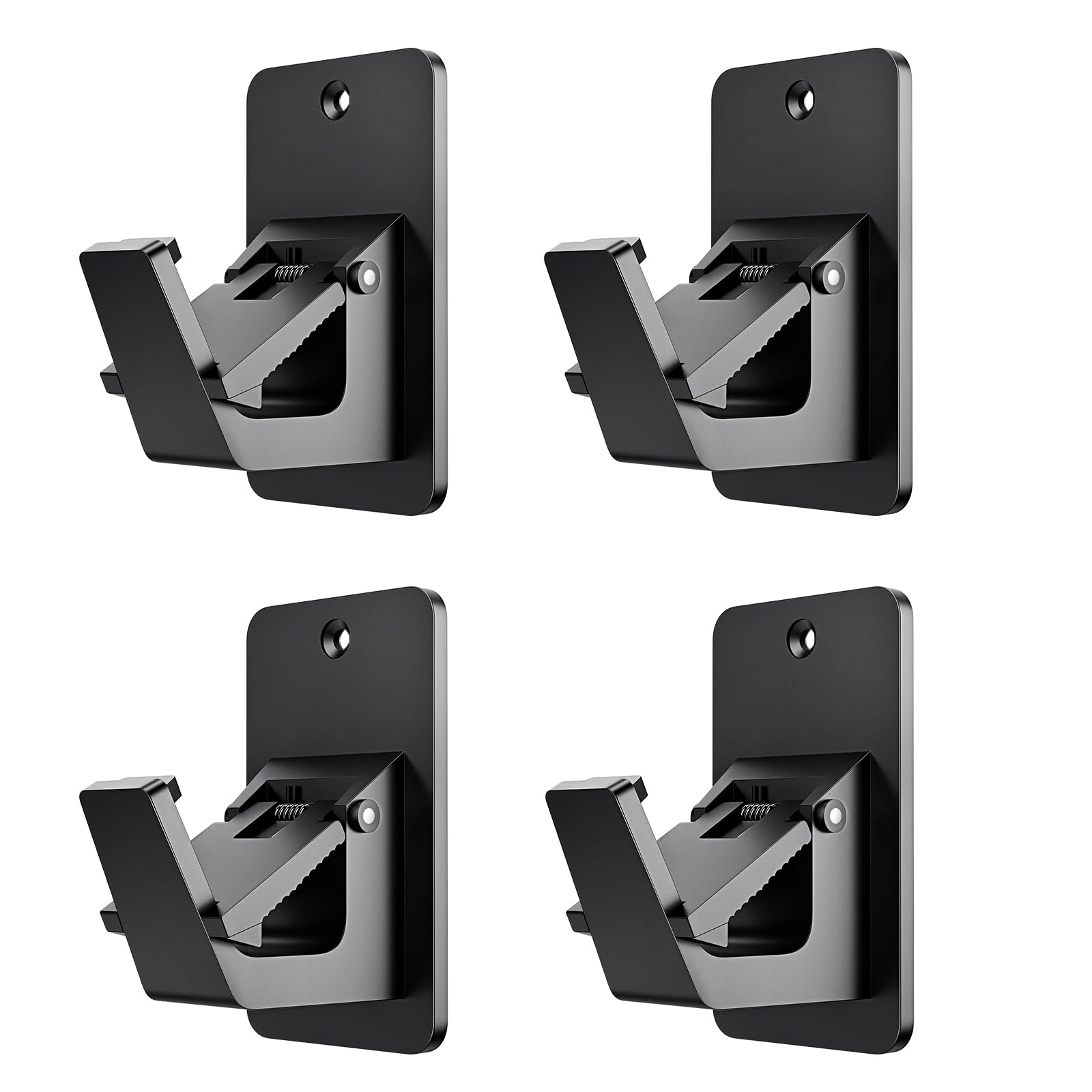 Universal Curtain Rod Holders, No Drill Curtain Rod Brackets, Self 3M Adhesive Curtain Rod Brackets Up to 30 LB, Nail Free Curtain Rod Hooks for Bathroom, Bedroom, Livingroom, Kitchen (4PC, Black)
