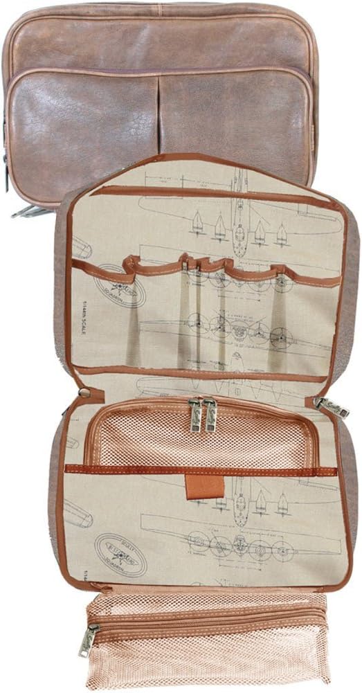 Scully Aero Squadron Vintage Leather Large Hanging Toiletry Shave Kit Walnut