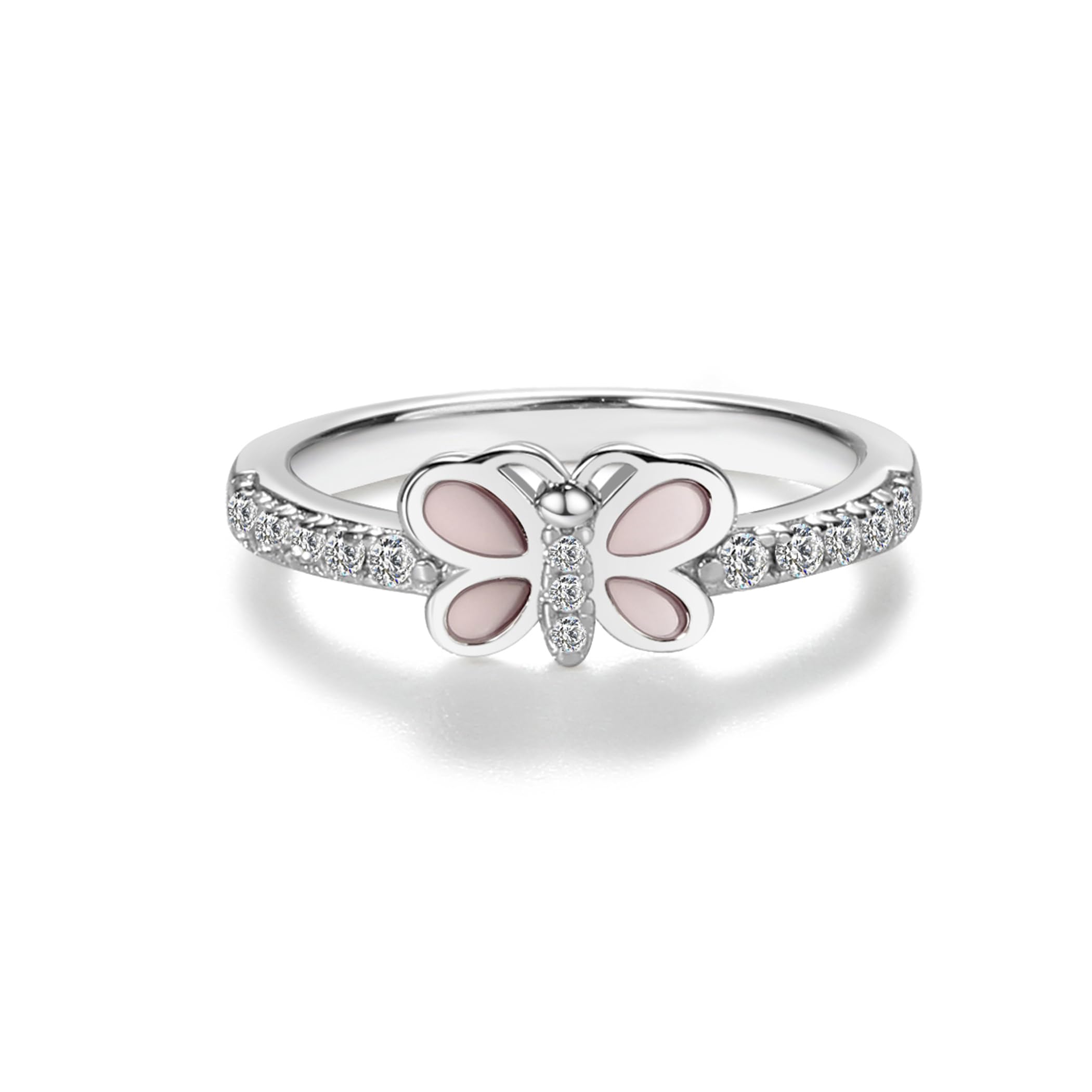 Precious Pieces Girls .925 Sterling Silver Pink Butterfly Ring for Toddlers and Children