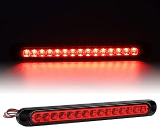 Biqing 1X 15LED Red Stop Brake Light,Universal 12V 24V Trailer Brake Light Bar Third Brake Light Stop Tail Light Lamp Side...