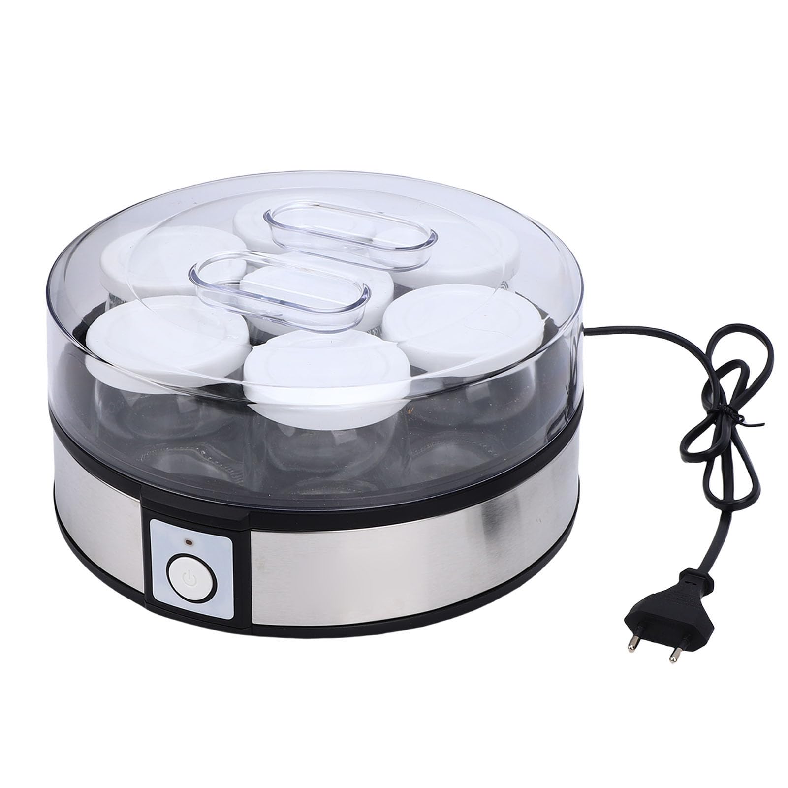 Zunate Yogurtiera Elettrica in Acciaio Inossidabile Macchina per Yogurt Portatile Fatta in Casa da 20 W con 7 Tazze di Vetro per Marmellate, Budini, Gelati, Fermentazione Ad Alta Efficienza Energetica