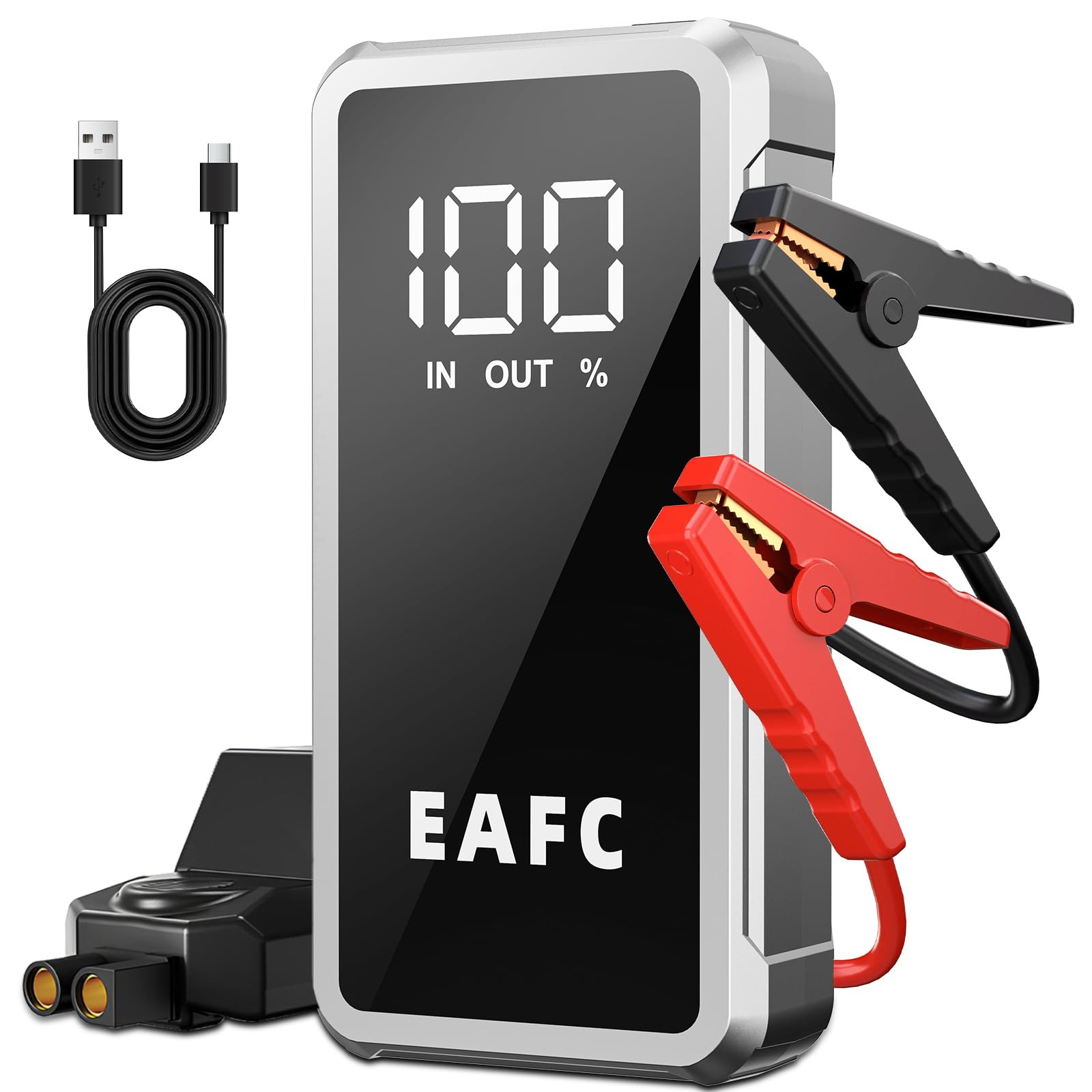 Arrancador De Coches 12000mAh, 5000A Arrancador De Baterias De Coche 12V(10L Gasolina/6L Diesel), Arrancador Bateria Moto con 3 Modos LED, Pantalla LCD, Salidas USB 2.0, Bolso de Mano — view 9