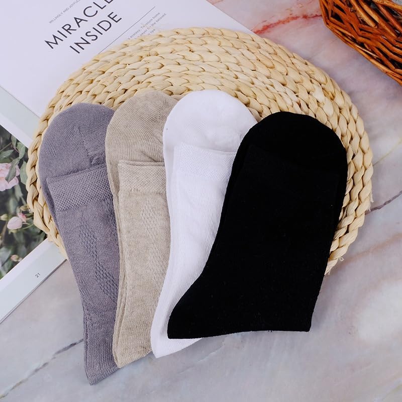 GAUDIE Men's breathable ultra-thin organic linen socks, set of 5 (US, Numeric, 9, 11, Regular, Regular, Beige)3